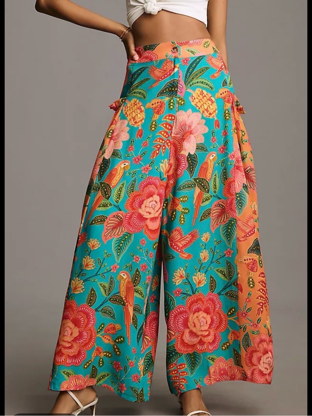 FARM Rio Teal & Coral Floral Pants - Picture 5 of 6